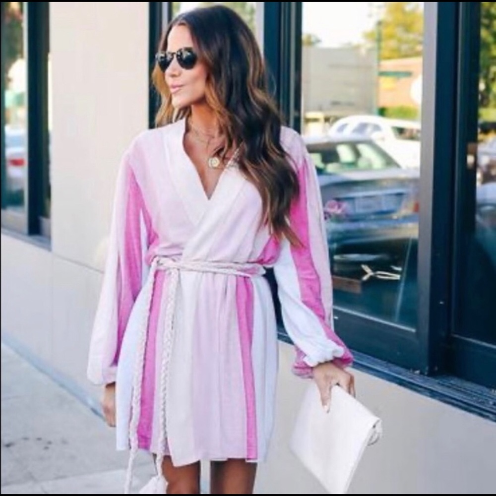 Vici Balloon Sleeve Pink Sparkle Wrap Dress